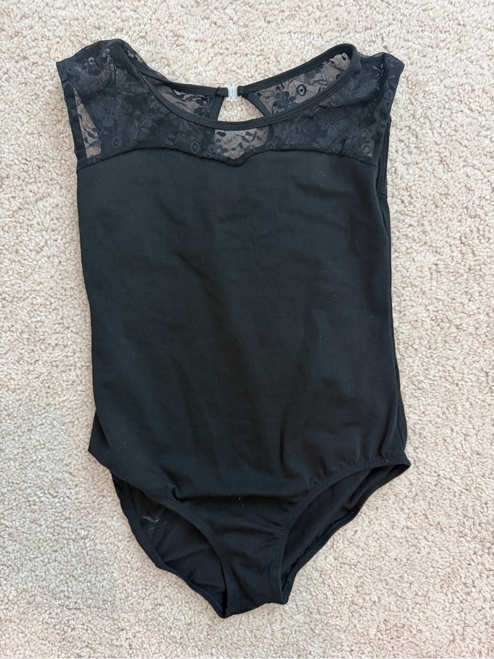 Motionwear Black Lace Yoke Dance Leotard